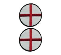 All Countries - Juego de 2 parches de bandera redonda (6 cm) bordados para planchar/coser para chaquetas, sombreros, mochilas, vaqueros, chalecos y proyectos de manualidades (Inglaterra con borde