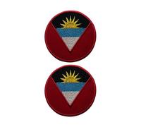 All Countries - Juego de 2 parches de bandera redonda (6 cm) bordados para planchar/coser para chaquetas, sombreros, mochilas, vaqueros, chalecos y proyectos de manualidades (Antigua y Barbuda)
