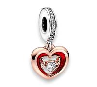 All For Love - Colgante de corazón chapado en oro rosa y circonita. Amor amigos, familia, pareja, matrimonio, compromiso, relación, colgante de plata de ley 925, B/H/T ca.: 12 x 21 x 4 mm /