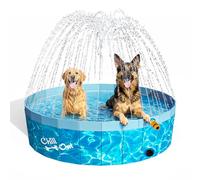 ALL FOR PAWS 160CM Piscina Grande Para Perros Con Rociador, Plegable 2 En 1 Para Nadar Y Salpicar, Plástico Duro Antideslizante, Piscina Tipo Salpicadero Para Jardín, Perros, Patos Y Baño De Mascotas
