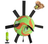 ALL FOR PAWS Balón de fútbol para perros con correas, juguete interactivo para buscar y tirar de la guerra, pelota flotante para perros para jugar en el agua, regalos de cumpleaños de mascotas para