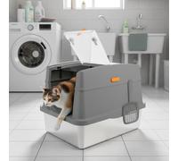 All For Paws Go Fresh Caja Arena Tapa Acero Inoxidable Gris para gatos