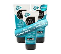 All Good Deporte Mineral Sunscreen Lotion - Coral Reef Friendly, Water & Sweat Resistant, Face & Body, UVA/UVB Broad Spectrum SPF 30+ (3 oz) (Pack de 3)