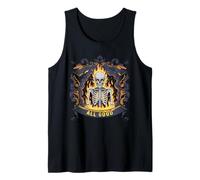 All Good Funny Skeleton in Flames Humor oscuro Camiseta sin Mangas