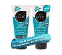 All Good Sunspreen - Sport Mineral Sunscreen Lotion arrecifes Friendly SPF 30+ para el agua de la cara y el cuerpo y el sudor resistente al sudor