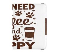 All I Need Coffee & My Puppy - Organizador de documentos de viaje de cuero para pasaporte y tarjeta de vacunación, protector para pasaporte con bloqueo RFID, para hombres y mujeres, impermeable
