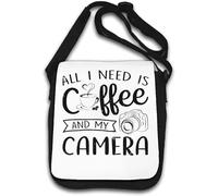 All I Need is Coffee and My Camera - Bolso de hombro, color blanco, White, Talla única