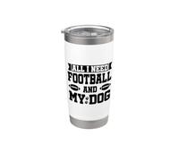 All I Need is Football and My Dogs Football Dog Mom Vaso térmico de acero inoxidable de doble pared
