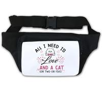 All I Need is Love and A Cat Or Two Or Five Riñonera blanca, White, Talla única