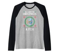 All I Want For Christmas Is A Fish Funny Christmas Sweater Betta Camiseta Manga Raglan