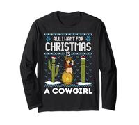 All I Want For Christmas Is A Horse Cowgirl Christmas Sweater Fun Manga Larga