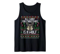 All I Want For Christmas Is A Wolf - Suéter Feo para Amantes de la Navidad Camiseta sin Mangas