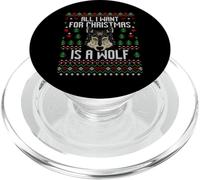All I Want For Christmas Is A Wolf - Suéter Feo para Amantes de la Navidad PopSockets PopGrip para MagSafe