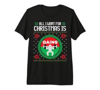All I Want For Christmas Is Gains Gym Ugly Christmas Sweater Fun Camiseta Premium
