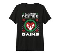 All I Want For Christmas Is Gains Gym Ugly Christmas Sweater Fun Camiseta Premium