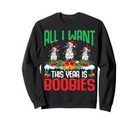 All I Want This Year is Boobies Wearing Santa Hat Christmas Sudadera