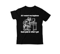 All I Wanted was Happiness Back Pain is What I Got Camisa, All I Wanted was Happiness - Camiseta con cuello en V, Negro-1, XL