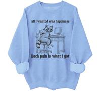 All I Wanted Was Happiness Back Pain is What I Got Sudadera Humor Sarcastic Life Sudadera unisex, azul celeste, L