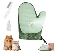 All-In-One Grooming Mist Glove for Pets, Meowvo Pet Hair Removal Glove Comb, Say Goodbye to Messy Grooming with a Soothing Mist, Reusable Quick De-Shedding Gloves for Dog & Cat and Couch (Green)