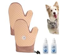 All-in-One Grooming Mist Glove for Pets, Reusable Pet Hair Removal Tools, Massage Gloves, Remove sticky hair from clothes and sofas (2*Pink)