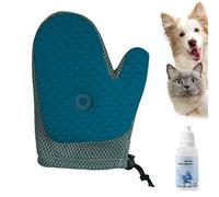 All-in-One Grooming Mist Glove for Pets, Reusable Pet Hair Removal Tools, Massage Gloves, Remove sticky hair from clothes and sofas (Blue)