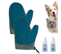All-in-One Grooming Mist Glove for Pets, Reusable Pet Hair Removal Tools, Massage Gloves, Remove sticky hair from clothes and sofas (2*Blue)