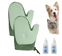 All-in-One Grooming Mist Glove for Pets, Reusable Pet Hair Removal Tools, Massage Gloves, Remove sticky hair from clothes and sofas (2*Green)