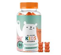All-in-One Multivitamínico gominola para niños +4 años - Refuerzo del sistema inmunitario - Con vitaminas B12, C, D, E y yodo - 90 unidades (3 meses) - Sin azúcar añadido, Vegano - Bears with Benefits