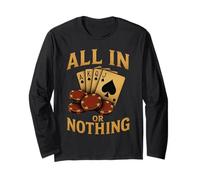 All In Or Nothing Poker Game Player Vintage Retro Divertido Manga Larga