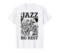 All Jazz Music No Rest Funny Skeleton Band Músico Camiseta gráfica económica, Hombre, Blanco, S