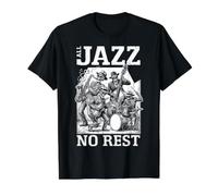 All Jazz Music No Rest Funny Skeleton Band Músico Camiseta gráfica económica, Hombre, Negro, M
