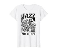 All Jazz Music No Rest Funny Skeleton Band Músico Camiseta gráfica económica, Mujer, Blanco, XL