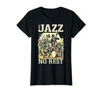 All Jazz Music No Rest Funny Skeleton Band Músico Camiseta gráfica económica, Mujer, Negro, S