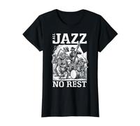 All Jazz Music No Rest Funny Skeleton Band Músico Camiseta gráfica económica, Mujer, Negro, XS