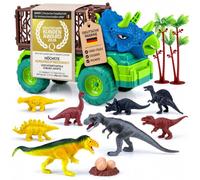 all Kids United® Camión Dinosaurio con 16 Piezas, Figuras y Alfombra | Set completo con jaula, 10 figuras de dino, alfombra de juego y accesorios - regalo niños 3 años