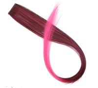 All Long Straight Color Hair Piece Extensions Clip In Highlight Rainbow Streak Pink Synthetic Strands On Clips(P27/613)