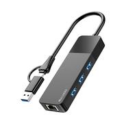 ALL-LUCKY - Adaptador USB a Ethernet, concentrador adaptador USB C a Ethernet 4 en 1 con 3 puertos USB 3.0/puerto de Internet Gigabit, concentrador de red de alta velocidad compatible con iMac