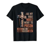 All My Role Models Went Pr Son Jesús Biblia Verso Religioso Camiseta gráfica económica, Hombre, Negro, M