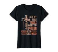 All My Role Models Went Pr Son Jesús Biblia Verso Religioso Camiseta gráfica económica, Mujer, Negro, L