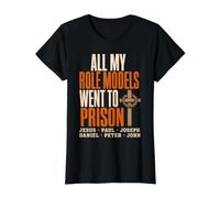 All My Role Models Went to Prison Christians Bible Events Camiseta gráfica económica, Mujer, Negro, M