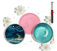 All-Natural Makeup Brush Soap,Silicone Makeup Brush Cleaning Pad With Soap,Deeply Cleans Waterproof Makeup,For Brushes, Sponges, Powder Puffs, And Beauty Blenders.Vegan, Easy Rinse. (#A)