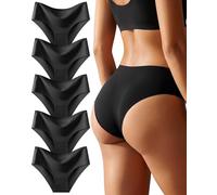 ALL OF SHE 5 Pack Braguitas de Cintura Media Señoras Ropa Interior sin Costuras Ropa Interior sin Costuras Mujeres Braguitas Suaves Multipack XS-XL,Black*5,L