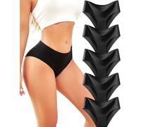 ALL OF SHE 5 Pack Braguitas de Cintura Media Señoras Ropa Interior sin Costuras Ropa Interior sin Costuras Mujeres Braguitas Suaves Multipack XS-XL,Black*5,S