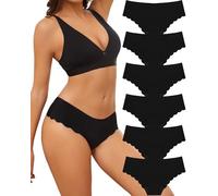 ALL OF SHE 6 Pack Bragas sin Costuras Mujer Microfibra Braguitas Invisibles Cintura Culotte Ligero S-XL,Black*6,M