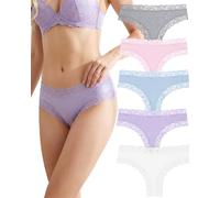 ALL OF SHE Bragas para mujer, algodón, encaje, braguitas brasileñas, ropa interior sexy, ropa interior transpirable, hipster, paquete múltiple, ropa interior de algodón suave, paquete de 5 unidades