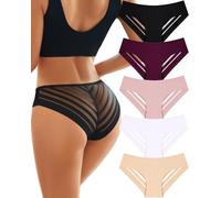 ALL OF SHE Pack de 5 Bragas Sin Costuras Mujer Bragas Sexys con Encaje Hipster Ropa Interior Panties Transpirables S