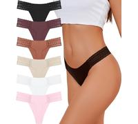 ALL OF SHE Pack de 6 Tangas Mujer Pack Bragas Sin Costuras Mujer Sexy con Encaje Talle en V Lencería Ropa Interior M