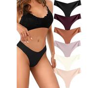 ALL OF SHE Pack de 6 tangas sin costuras para mujer, ropa interior sexy, transpirable, varios paquetes XS-XL