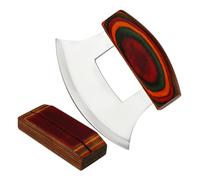 All-Purpose Rockings Chopper - Traditional Italian Mezzalunaa | mezaluna Knife For Chopping, Veggie Dicer Manual Cutter, Stainless Salad Chopper, Anti-Slip Handle Alaskan Cutters With Wooden Stand