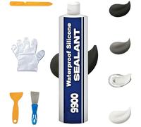 All-Purpose Structural Sealant 9900, Waterproof Adhesive with 5-Piece Tool Kit (Scrapers & Gloves), Strong Bonding Sealer for Roof Bathroom Tile Repair (Black)